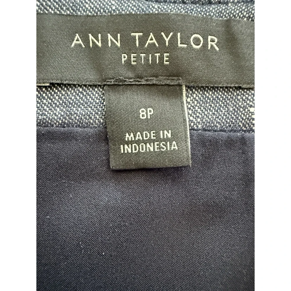 ANN TAYLOR Women's 8P Linen Blend Blue Chambray Belted Skirt Lined Petite NWOT - Picture 15 of 16